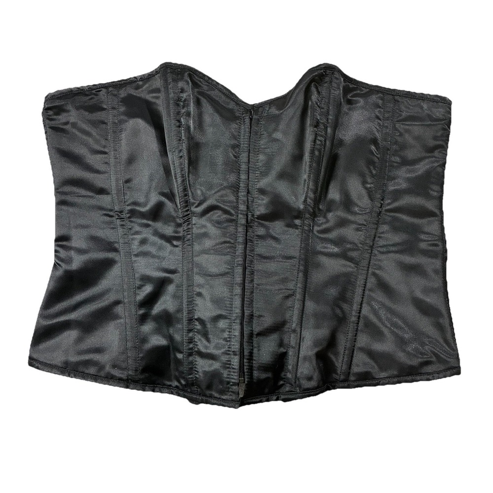 Daisy Corsets Full Front Zip Lace Up Back Black Women 3XL Festival Dark Feminine